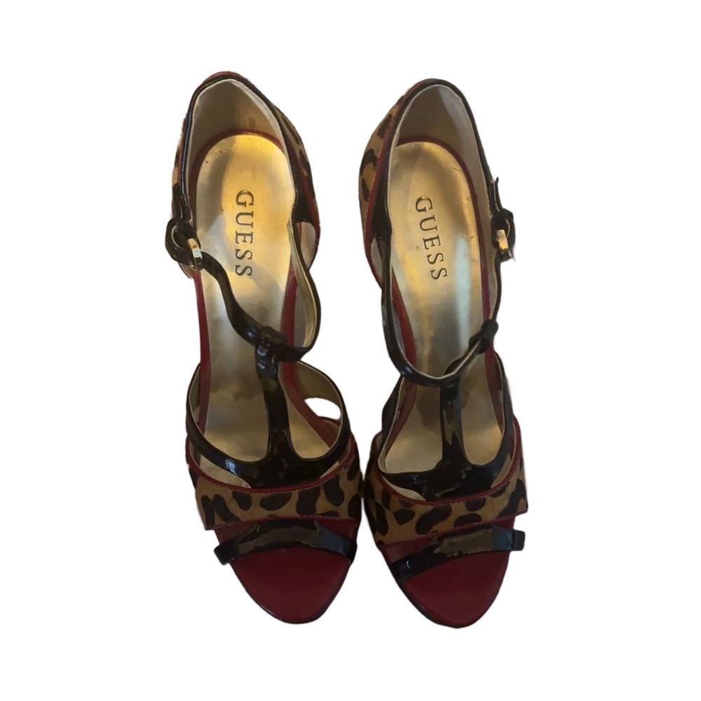 GUESS Leopard Print Pony Hair Stiletto